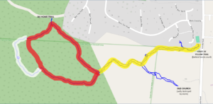 Map of Yellow, Red and White Trails behind Bears Crossing